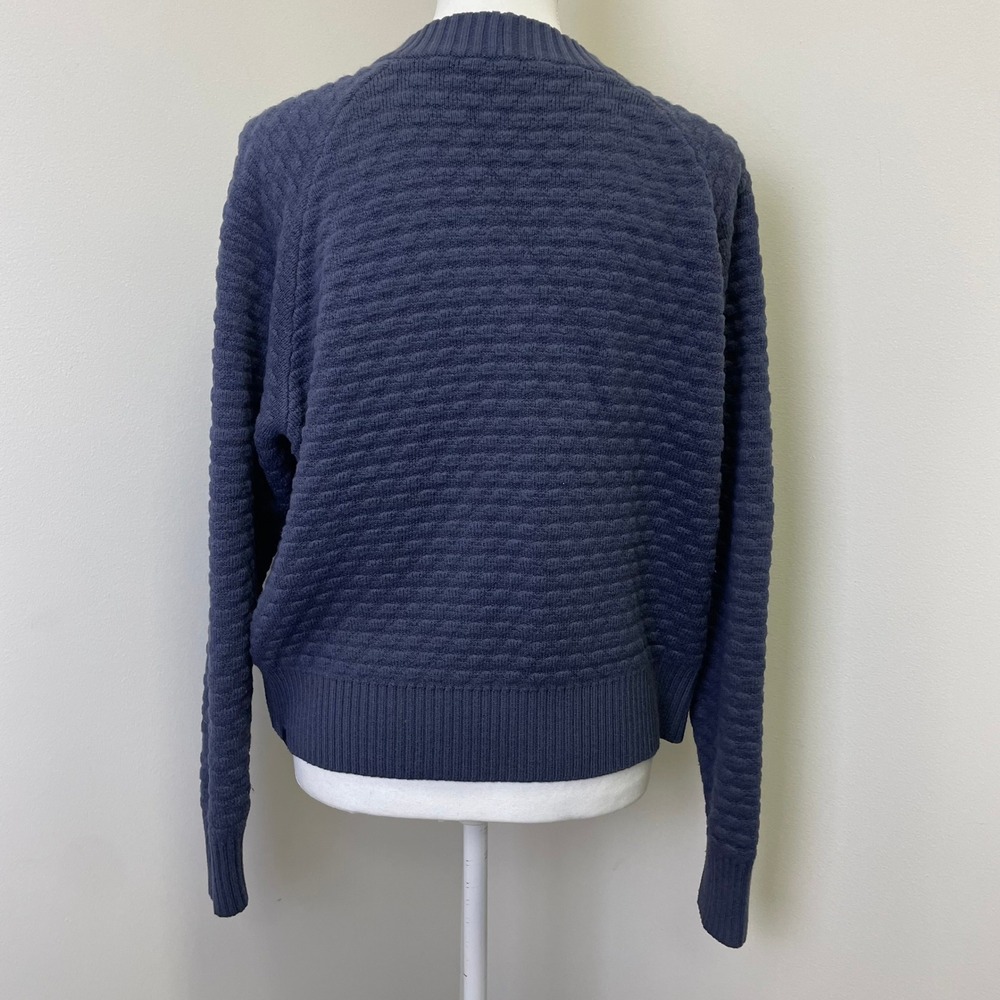 Lululemon Textured Knit Cashmere Blend Sweater M/L Navy Blue Raglan Pullover - Picture 5 of 16